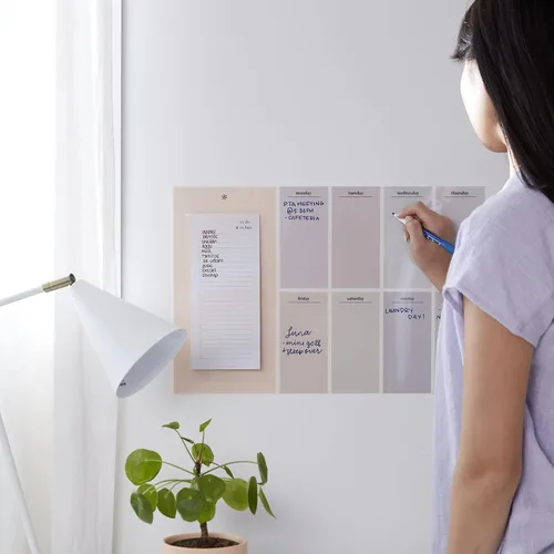 Miniatura 3 de Pizarra blanca semanal reposicionable de 18 x 12 pulgadas y bloc de notas de 4 x 9 pulgadas, diseño neutro y bloc de notas recargable, incluye 25