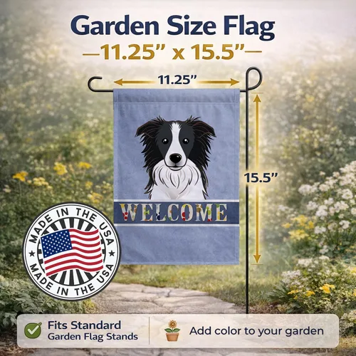 Miniatura 3 de Caroline's Treasures BB1427GF Border Collie - Bandera de bienvenida para jardín, bandera azul para buzón, bandera decorativa para patio exterior