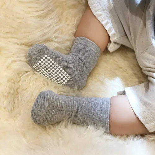 Miniatura 7 de JAKIDAR Paquete de 12 calcetines de algodón para bebés, calcetines para niños pequeños, antideslizantes, parte inferior