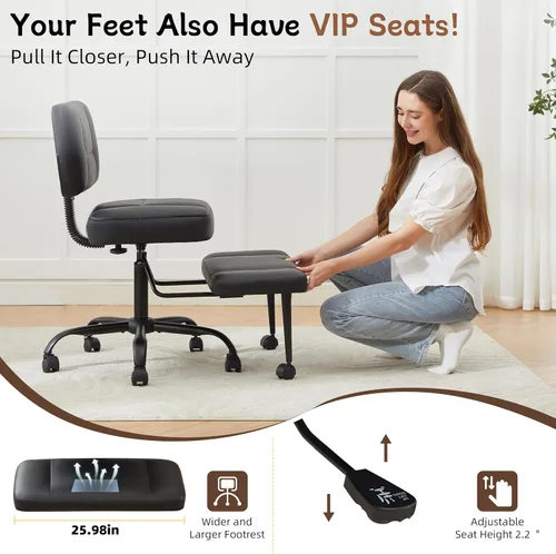 Miniatura 5 de Silla de oficina Criss Cross, silla para TDAH con reposapiés ajustable, silla de meditación giratoria de 360°, diseño flexible para el hogar, silla