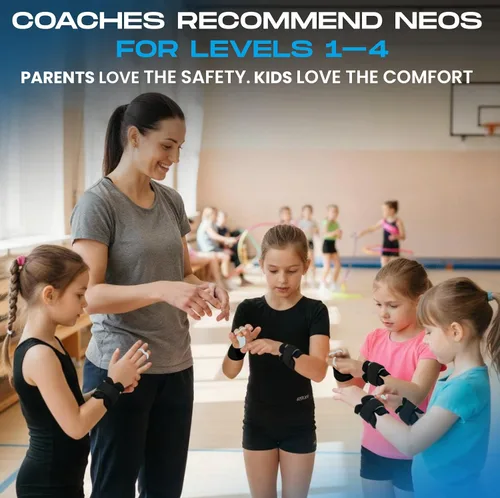 Miniatura 8 de Gibson Athletic Just Right Neo - Agarres de gimnasia para mujer, agarre de cuero con protector de muñeca de neopreno, cierre de velcro, agarres