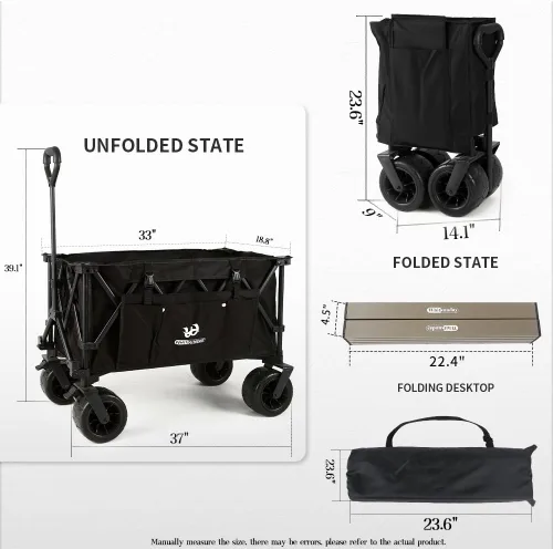 Miniatura 3 de Whitsunday Carro plegable, gran capacidad, 400 libras, ruedas todo terreno, carro utilitario resistente para jardinería, compras, pesca, campamento