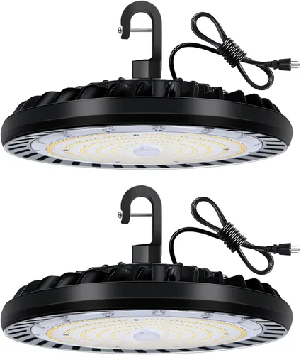 Miniatura 10 de hykolity Luz LED de alta bahía de 200 W, 5000 K UFO LED de alta bahía con enchufe estadounidense [equivalente a 600 W MH/HPS] 100-277 V, 26,000 lm