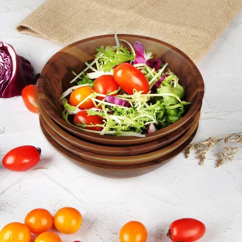 Miniatura 4 de AIDEA Cuencos de madera de acacia, juego de 4 de 7 pulgadas para ensalada, sopa, fideos y más