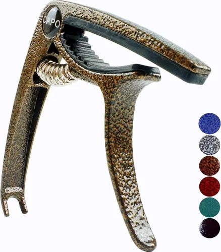 Miniatura 10 de Cejilla para guitarra, Cejilla ligera de aleación de zinc para guitarras acústicas y eléctricas, bajo, mandolina, banjo, ukelele (Negro plateado)