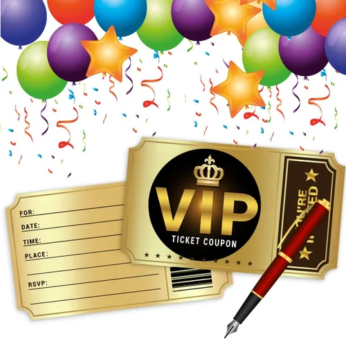 Miniatura 5 de wuguimeii Invitaciones de fiesta de cumpleaños con sobres, invitaciones de fiesta VIP de películas, invitaciones de cumpleaños para niños