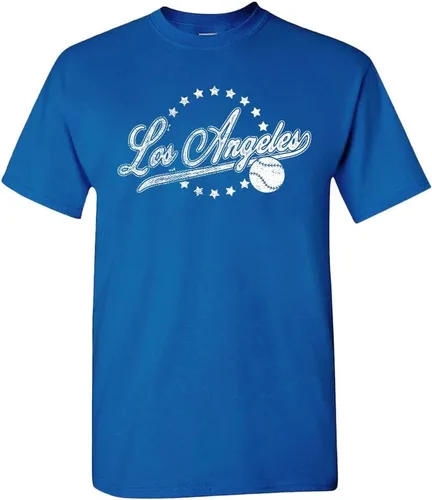 Camiseta de hombre estilo vintage del equipo para aficionados al béisbol Los Ángeles - Camisa Royal