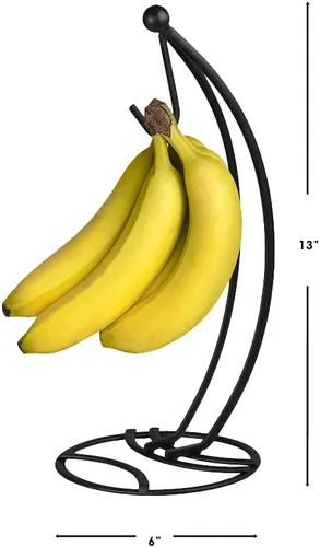 Miniatura 7 de Home Basics Soporte de acero para árbol de plátano, resistente a la corrosión, evita moretones, base circular, acabado satinado negro