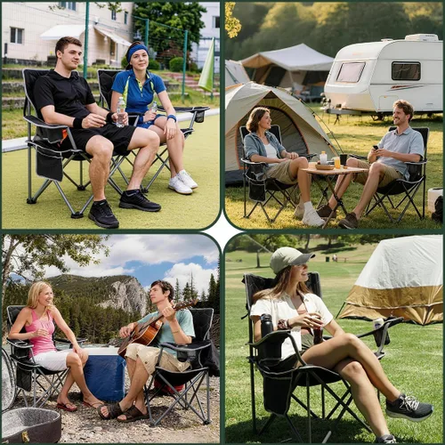 Miniatura 6 de SUNNYFEEL Sillas de campamento para adultos, silla de campamento acolchada de gran tamaño, resistente, 500 libras, silla de césped portátil