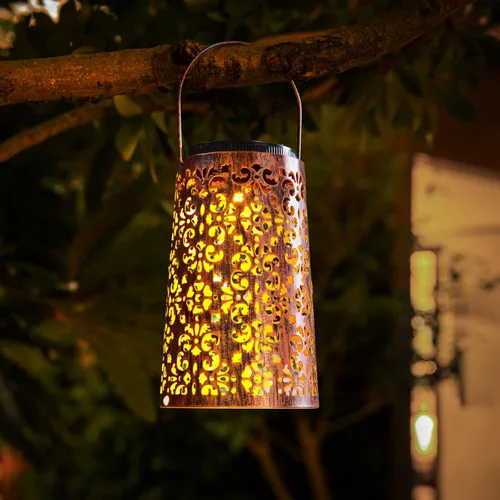 Miniatura 8 de Faroles solares colgantes para exteriores, paquete de 2 Metal, impermeable, iluminación decorativa, multiuso