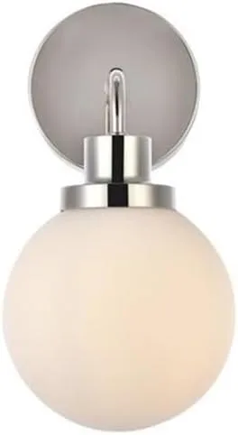 Miniatura 3 de Hanson - Aplique de baño de metal con 1 luz en níquel pulido y esmerilado