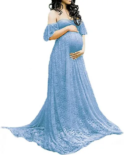 Vestido de maternidad para mujer, con encaje, fotografía, vestido de embarazada, con volantes, largo, para sesión de fotos