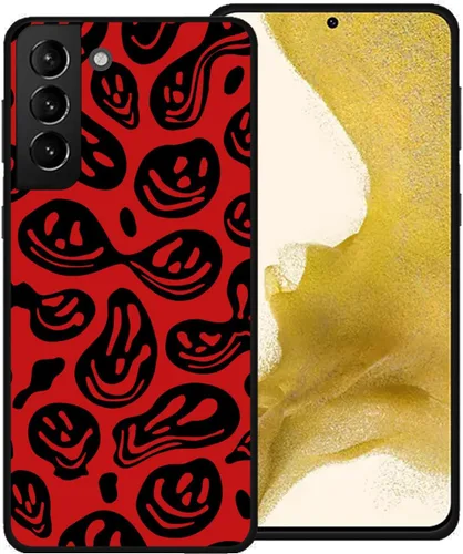 Miniatura 15 de Funda de teléfono para Samsung Galaxy S22 5G, rosa pastel y blanco, divertida sonrisa trippy derretida hippie sonriente calavera fantasma cara linda