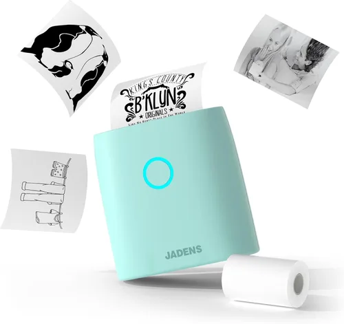 JADENS Impresora de Etiquetas, Mini Impresora para iPhone, Máquina de Etiquetas Térmicas con Bluetooth, Impresora de Bolsillo Sin Tinta para