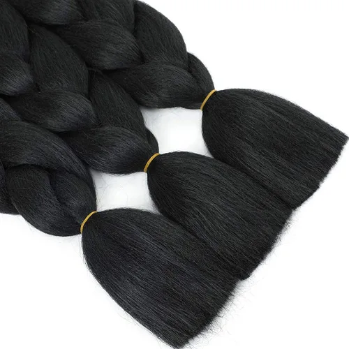 Miniatura 7 de #1B - Cabello trenzado de ganchillo, 5 unids/lote, extensiones de cabello trenzado jumbo de 24 pulgadas, cabello sintético para trenzar fibra