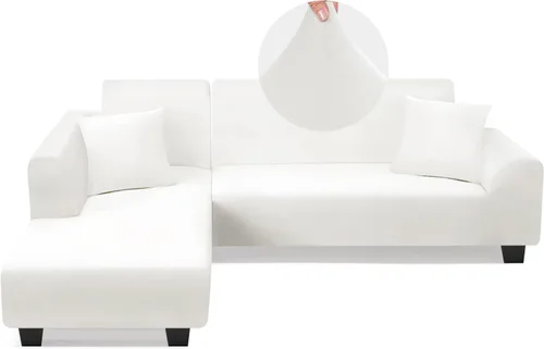Miniatura 11 de KinCam Fundas de sofá modulares en forma de L, fundas de sofá súper elásticas, 2 fundas de sofá para 3 + 3 plazas, funda de diván seccional con 2