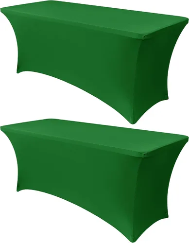 Miniatura 47 de Obstal Funda de mesa de elastano elástica de 4 pies para mesas plegables estándar, paquete de 2 manteles rectangulares universales ajustables