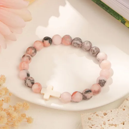 Miniatura 4 de JoycuFF Christian Gifts for Women Inspirational Gift Cross Bracelet for Women Natural Stone Bracelet for Women First Communion Confirmation Baptism