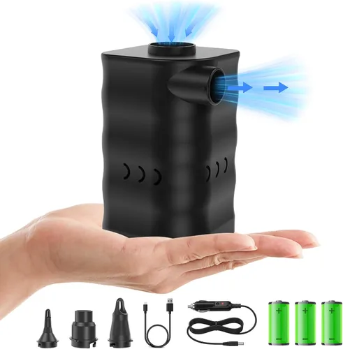 Woowind AP6 Bomba de aire de 6000 mAh para inflables, bomba de colchón de aire de 12 V, bomba de aire portátil con adaptador de coche para