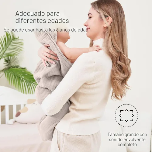 Miniatura 4 de SWEET DOLPHIN - Paquete de 2 toallas de baño de muselina con capucha, 100% algodón, para bebés y niños pequeños, 32 x 32 pulgadas, altamente Pasta