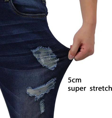 Miniatura 5 de Woenzaia Jeans para Hombre Slim Fit Skinny Denim Elásticos Cónicos