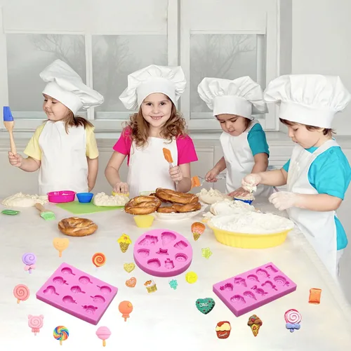 Miniatura 4 de Moldes para fondant de helado de silicona, moldes de caramelo de piruleta, 3 paquetes para hacer moldes de fondant con formas de helado, decoración