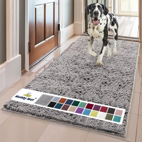 Miniatura 26 de Muddy Mat® Mostrado en la televisión - Tapete de microfibra súper absorbente para puerta de perro para patas fangosas, antideslizante y lavable