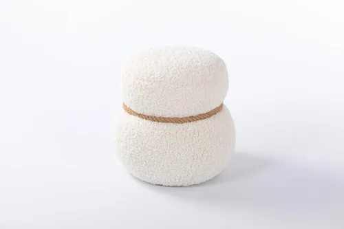 Miniatura 8 de Taburete de muñeco de nieve de 14.56 pulgadas, reposapiés otomano de tela moderna, taburete redondo de peluche con tres patas debajo del escritorio