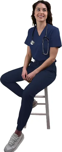 Miniatura 6 de Green Town Conjunto médico de enfermería GT 4FLEX con cuello en V para mujer