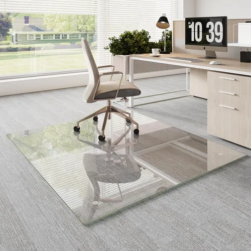 Miniatura 22 de Koonmi Tapete de cristal para silla de alfombra, 36 x 48 pulgadas, tapete de vidrio templado para silla de oficina, tapetes de vidrio con bordes