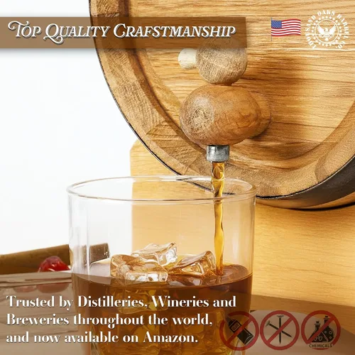 Miniatura 5 de Dispensador de barril de whisky de 1 litro con pizarra frontal, barriles de roble para criar whisky, cócteles, tequila, barril de bourbon decoración