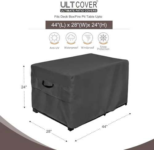 Miniatura 2 de ULTCOVER Caja de almacenamiento para banco de cubierta de patio - Cubiertas impermeables para mesa de hoguera rectangular al aire libre 44 x 28 Negro