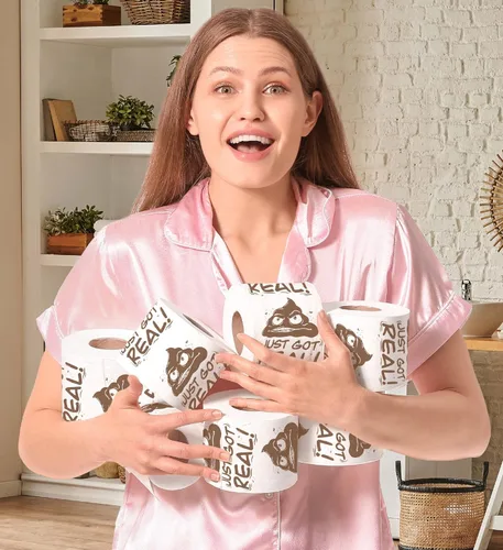 Miniatura 7 de Printed TP Just Got Real - Papel higiénico impreso para regalo, divertido rollo de papel higiénico para broma, sorpresa, decoración de baño, regalo