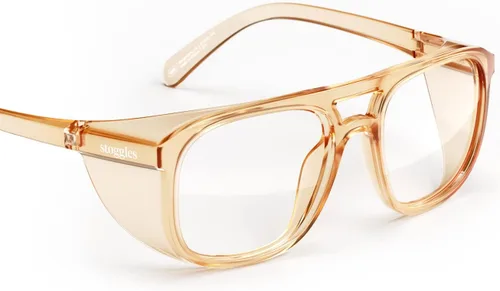 Stoggles Aviator Z87.1 - Gafas de seguridad certificadas, luz azul, lente de bloqueo UV, escudo superior y lateral, antivaho y elegantes