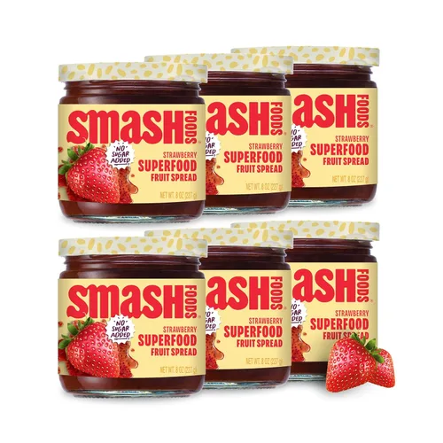 Miniatura 18 de Smash Foods Mermelada de Cereza y Granada Mermelada Keto Baja en Calorías, Sin Azúcar Añadida con Fruta Reutilizada y Semillas de Chía Untable