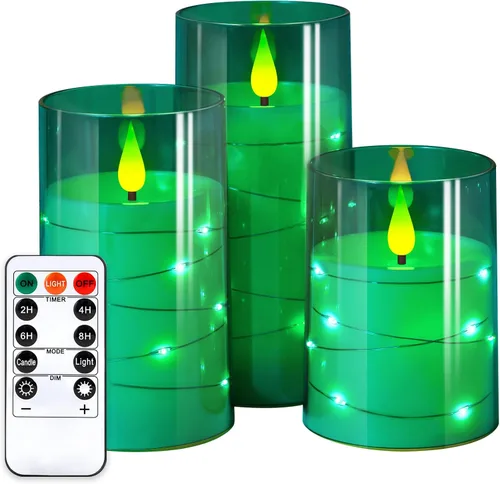 Miniatura 20 de NURADA Velas parpadeantes sin llama: luces de cadena de estrella incorporadas, velas LED de mecha 3D acrílicas que funcionan con pilas, con control