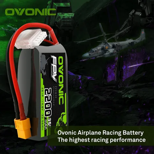 Miniatura 6 de OVONIC 4s Lipo Batería 35C 2200mAh 14.8V Lipo Batería con XT60 Conector para Avión RC Quadcopter Helicóptero FPV Drone