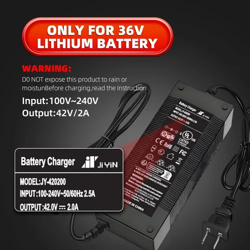 Miniatura 2 de Cargador de scooter eléctrico de repuesto de 42 V 2 A con certificación UL para cargador Hoverboard de 36 V con 5 enchufes, compatible con adaptador