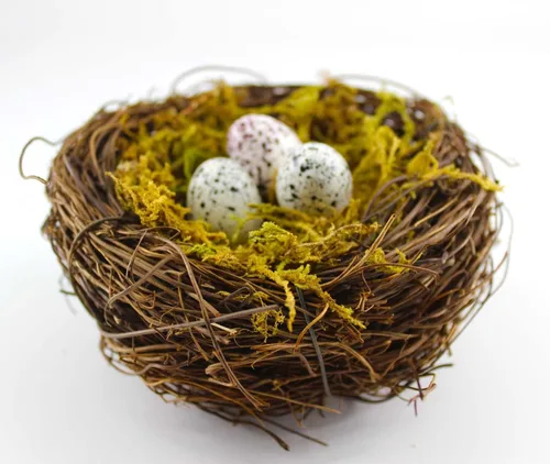 Miniatura 4 de Nido de pájaros artificiales, 4 piezas hechas a mano naturales para pájaros de Pascua, nido de ratán, para jardín, patio, hogar, fiesta, decoración