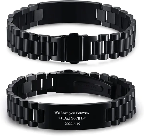 VNOX Correa de reloj masculina de acero inoxidable, pulsera de eslabones personalizada, regalo de joyería para hombres, papá, padre, marido, novio