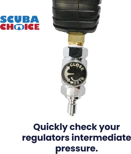 Miniatura 3 de Scuba Choice Manómetro intermedio de 2 pulgadas PSI y válvula de liberación, metal, lee hasta 300 PSI, comprobador de presión regulador rápido