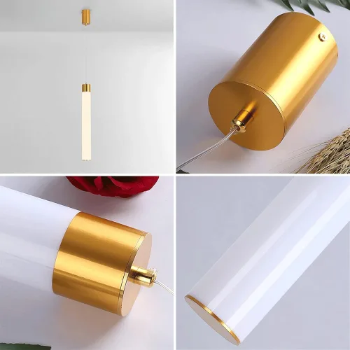 Miniatura 5 de Lámpara colgante de metal de tubo largo para isla de cocina, lámpara colgante de acrílico blanco, moderna de 6000 K, luces colgantes para bar