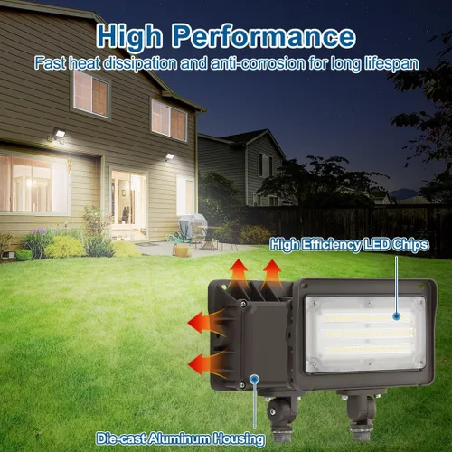 Miniatura 2 de DAKASON Faro LED de 50 W para exterior, fotocélula del crepúsculo al amanecer, ajustable 180° con nudillo, 6500 lm, 5000 K, reemplaza 150–200 W