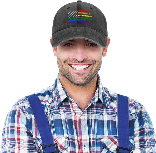 Miniatura 6 de Gorra de béisbol LGBT Pride Rainbow Denim Sombreros Love is Love Vintage Gorra de béisbol ajustable LGBT para hombres y mujeres