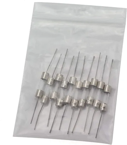 Miniatura 4 de Tegg 10 unids 0.197x0.787 in Cartucho de vidrio de plomo axial Fusible Resistor Seguro Tubo Fusible Recorte con Cable de plomo 2AMP