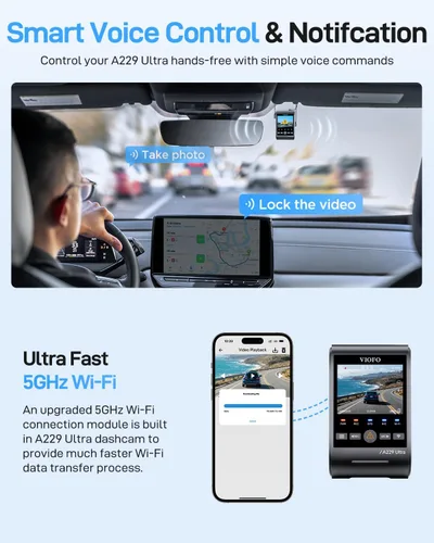 Miniatura 6 de VIOFO A229 Ultra 2CH Dual 4K Dash Cam frontal y trasera, sensores STARVIS 2 IMX678 dobles y 2 canales 4K HDR, Wi-Fi de 5 GHz más rápido y cámara