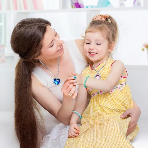 Miniatura 7 de Juego de 36 piezas de joyería de princesa para niñas de 4 a 6 años, disfraz de niños, joyería, collar, pulsera, anillos para niños pequeños, regalos
