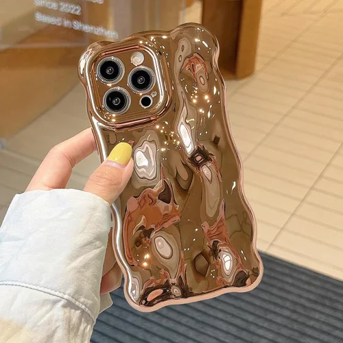 Miniatura 30 de XIZYO Funda para iPhone 13 de 6.1 pulgadas, bonito patrón de ondas, estético, 3D, rizado, ondulado, chapado en purpurina, para mujeres y niñas, Azul