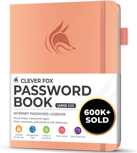 Miniatura 52 de Clever Fox - Libreta de contraseñas con pestañas alfabéticas, organizador de direcciones de Internet, tamaño grande, para inicios de sesión en Azul