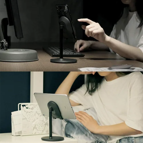 Miniatura 2 de Bright Stone - Soporte para teléfono de escritorio, soporte ajustable para teléfono de escritorio, compatible con Negro